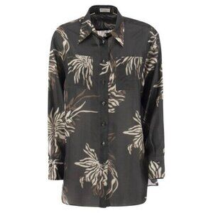 Brunello Cucinelli Dark Florals Button down Blouse S